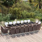 vidaXL 19-delige Tuinset met kussens poly rattan bruin, Nieuw, 8 zitplaatsen, Tuinset, Verzenden