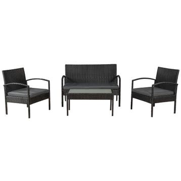 Loungeset Trinidad - Polyrotan - Donkergrijs - Incl. Kussens, Verzenden, Nieuw