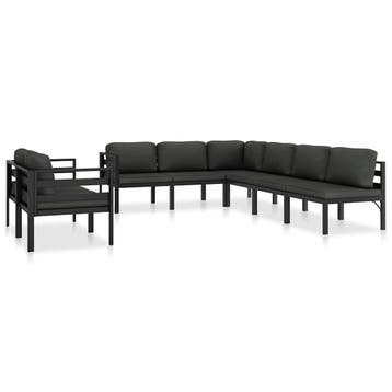 vidaXL 8-delige Loungeset met kussens aluminium antraciet, Tuin en Terras, Tuinsets en Loungesets, Verzenden, Nieuw, Aluminium