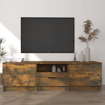 vidaXL Tv-meubel 140x35x40 cm bewerkt hout gerookt, Minder dan 50 cm, Verzenden, Nieuw, Minder dan 100 cm