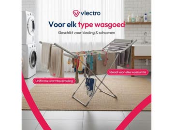 Vlectro Elektrisch Droogrek - Opvouwbaar - Verwarmd 310W -, Tuin en Terras, Droogmolens en Wasrekken, Verzenden, Nieuw