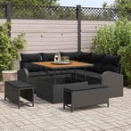 vidaXL Tuin Sofa Set met kussen met opslag 8 pcs Zwart, Verzenden, Nieuw, Rotan, 8 zitplaatsen