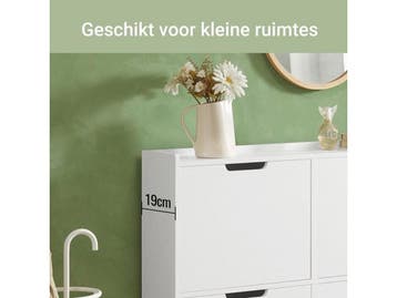 SoBuy FSR100-W - Schoenenkast - 4 Kleppen - Wit, Verzenden, Nieuw