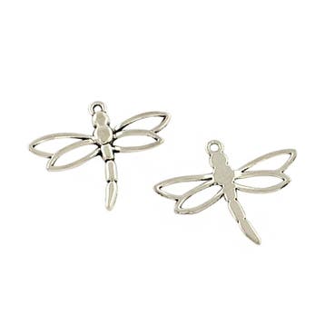 6 x Metalen bedel Libelle antiek zilver kleur 26,7 x 32,4..., Ophalen of Verzenden, Nieuw, Bedel