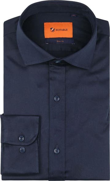 Suitable Satin Overhemd Navy maat 43 Heren, Verzenden, Nieuw, Blauw, Suitable