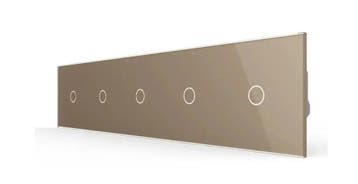 Livolo Glazen Touch Dimmer Schakelaar | 5-voudig | Goud |, Ophalen of Verzenden, Nieuw, Schakelaar