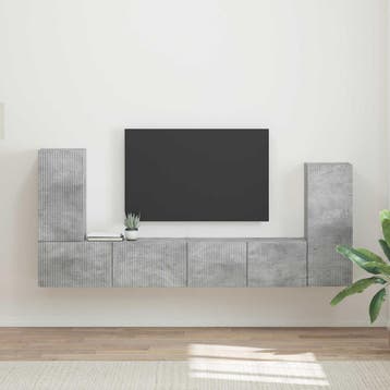 vidaXL Tv-meubelset 4 st Beton Grijs Bewerkt hout, Minder dan 50 cm, Verzenden, Nieuw, Minder dan 100 cm