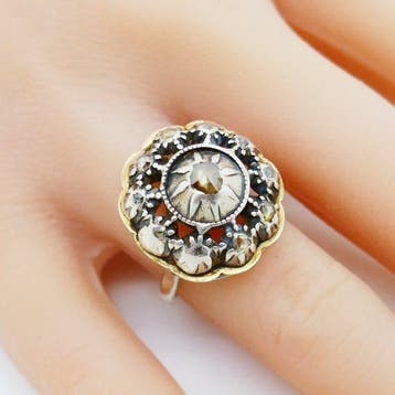 Ring - 14 karaat Zilver, Geel goud Diamant (Natuurlijk) -, Nieuw