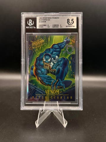 Beckett 8.5 1995 Fleer Ultra Spiderman Masterpieces Venom 9, Verzenden, Zo goed als nieuw, Losse kaart