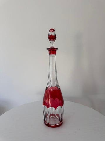 Karaf - Val Saint Lambert - Grote «Seville» cranberry-kleur