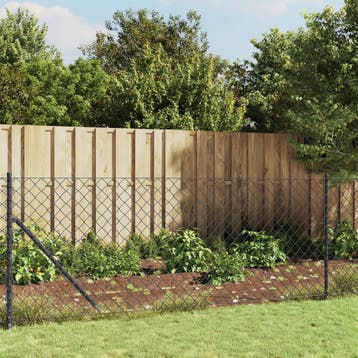 vidaXL Gaashek met grondankers 1x25 m antracietkleurig, Verzenden, Nieuw, IJzer