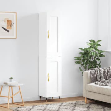 vidaXL buffetkast 34,5x34x180 cm bewerkt hout wit, Huis en Inrichting, Kasten | Buffetkasten, Minder dan 50 cm, Verzenden, Nieuw