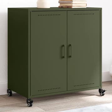 vidaXL Dressoir 68x39x72 cm staal olijfgroen, Verzenden, Nieuw, 50 tot 100 cm, Metaal