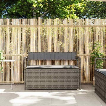 vidaXL Tuinbank met kussen, grijs polyrotan, Verzenden, Nieuw