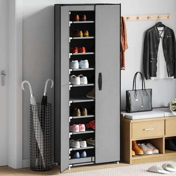 vidaXL Schoenenkast 60x30x166 cm stof grijs, Verzenden, Nieuw