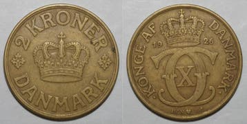 2 Kroner Danemark Denmark Km 825 2 Kronen 1926 Christian X, Verzenden