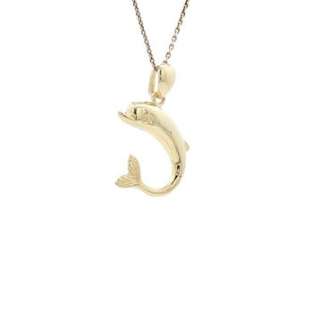 Gouden hanger dolfijn 14 karaat, Verzenden, Zo goed als nieuw, Goud