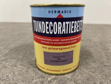 Veiling - 2x Hermadix tuindecoratiebeits 750ml Violetto, Doe-het-zelf en Verbouw, Verf, Beits en Lak, Nieuw