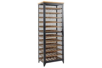 Wijnkast BODEGA 185 cm, naturel vurenhout met zwart metalen, Ophalen of Verzenden, Nieuw