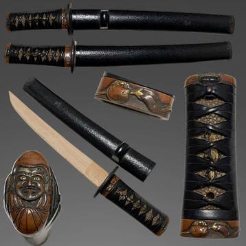 Katana - Daruma  Fittings Koshirae voor Tanto, Leather