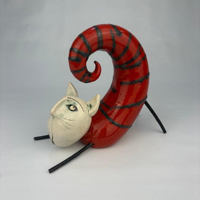 Mario Klara (1973) - Lying Cat, Antiek en Kunst, Kunst | Designobjecten