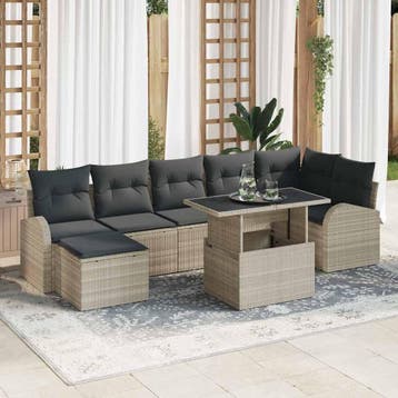 vidaXL Tuin Sofa Set 8 st Lichtgrijs poly rattan, Verzenden, Nieuw, Rotan, 8 zitplaatsen