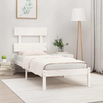 vidaXL Bedframe massief hout wit 90x200 cm, 90 cm, Eenpersoons, Verzenden, Wit
