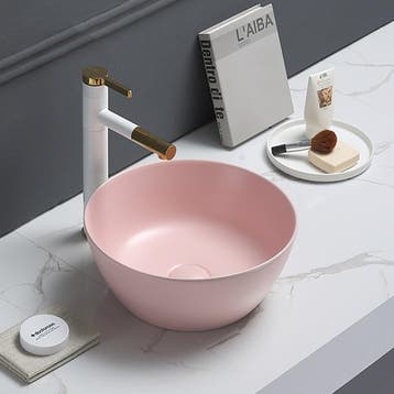 Waskom Lia 35x35x14cm mat roze inclusief afvoerplug, Verzenden, Nieuw