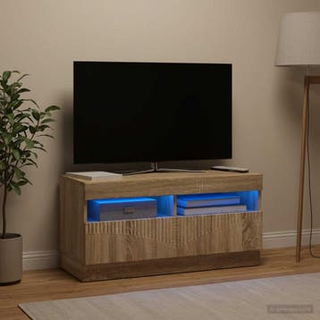 vidaXL LED tv-meubel Sonoma Eiken Bewerkt hout, Minder dan 50 cm, Verzenden, Nieuw, Minder dan 100 cm