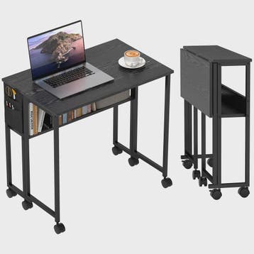 HOMCOM Inklapbaar Bureau op Wieltjes (80x50 cm) met Plank en, Huis en Inrichting, Tafels | Eettafels, Verzenden, Nieuw