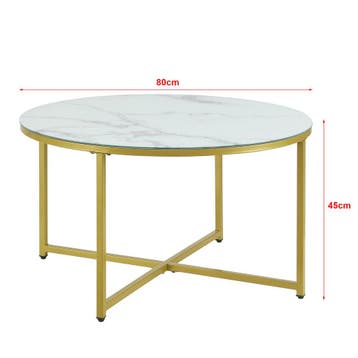 [en.casa] Salontafel Uppvidinge 45xØ80 cm marmer look wit en, Huis en Inrichting, Tafels | Salontafels, Verzenden, Nieuw