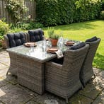 Menorca-Delano Tuinset 4 Personen - Glas / Kobo Grey, Tuin en Terras, Verzenden, Nieuw