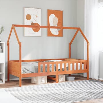 vidaXL Bedhuis wasbruin massief grenenhout 90x190 cm, 90 cm, Eenpersoons, Bruin, Verzenden