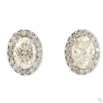 Oorstekers - 14 karaat Geel goud - 3.52ct. tw. Diamant