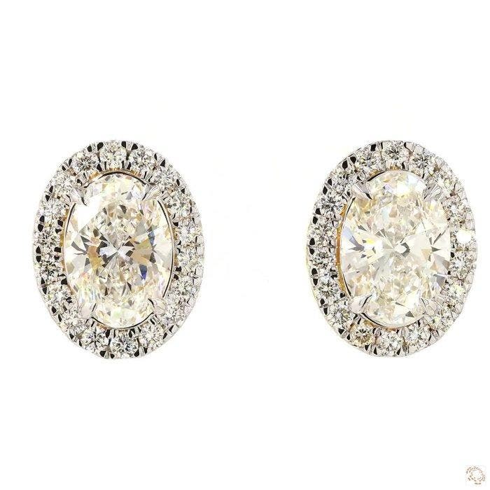 Oorstekers - 14 karaat Geel goud - 3.52ct. tw. Diamant, Sieraden, Tassen en Uiterlijk, Antieke sieraden