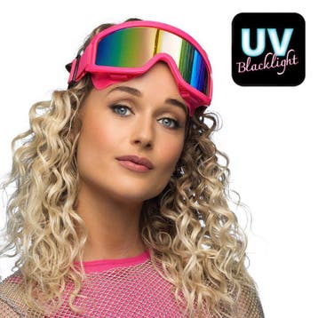 Party Skibril Neonroze UV, Verzenden, Nieuw