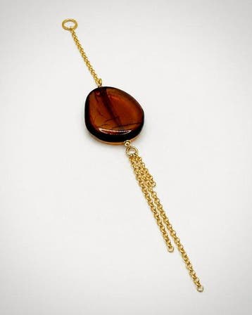 Designer sieraad - Amber - Zilver 925 - Goud 21k -