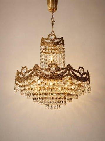 Plafondlamp - Hollywood Regency kristallen kroonluchter –