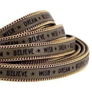 20 cm Quote imi leer 10mm met schakelketting goud - Wish..., Ophalen of Verzenden, Nieuw, Draad