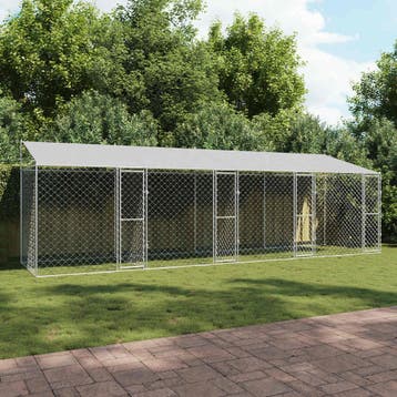 vidaXL Hondenkooi met Dak Zilver 800 x 200 x 256 cm Staal en, Verzenden, Nieuw