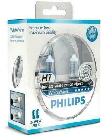 Philips H7 WhiteVision Intense White effect+ 2 x W5W gratis