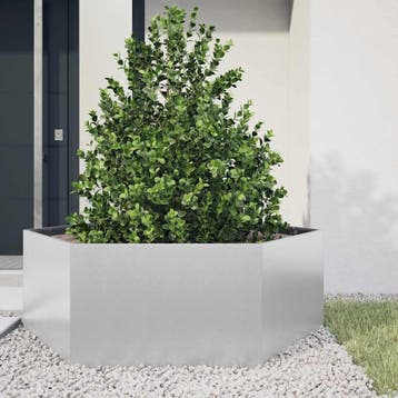 vidaXL Plantenbak zeshoek 138x120x45 cm gegalvaniseerd staal, Verzenden, Nieuw, Metaal