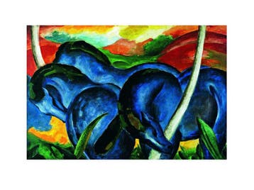 Kunstdruk Franz Marc - Die großen blauen Pferde 71x56cm, Verzenden, Nieuw
