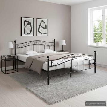 vidaXL Bedframe metaal zwart 160x200 cm, Verzenden, Zwart, 200 cm, Metaal
