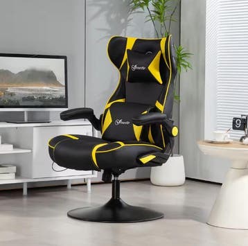 Nieuw: Gamingstoel Ergonomisch – Bluetooth Geel Zwart Game, Verzenden, Geel, Nieuw, Ergonomisch