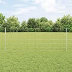 vidaXL Hek met Paal Zilverkleurig, Tuin en Terras, Schuttingen, Verzenden, Nieuw, IJzer