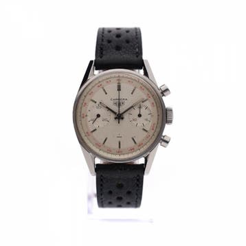 Heuer Carrera Red Tachymeter 3647t; Vintage Heren Horloge, Overige merken, Leer, Polshorloge, Ophalen of Verzenden