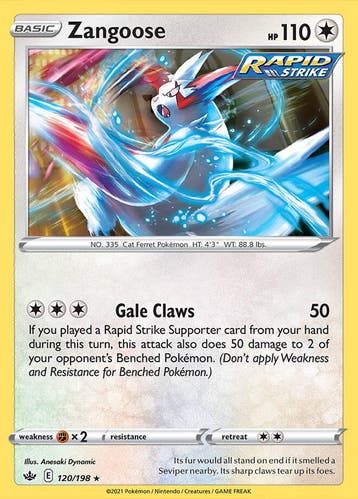 Zangoose 120/198 Chilling Reign, Hobby en Vrije tijd, Verzamelkaartspellen | Pokémon, Ophalen of Verzenden, Nieuw, Losse kaart