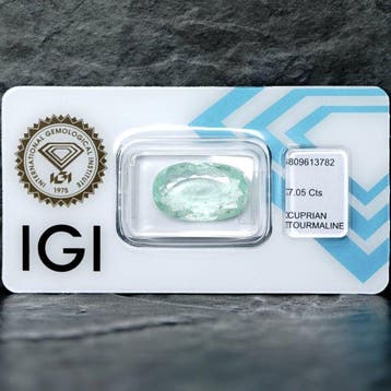 Zonder minimumprijs - 1 pcs Groen Paraiba toermalijn - 7.05, Nieuw