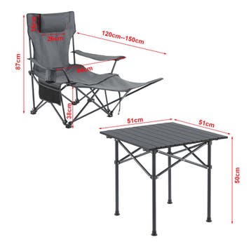 Tuinset Bellante 3-delig campingset opvouwbaar grijs casa.pr, Verzenden, Nieuw